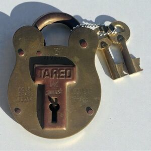 Antique Jared Admiralty solid brass padlock 3 With Keys by Jas Morgan & Sons Ltd